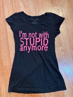 Y2K Black Graphic Tee with Pink Slogan
